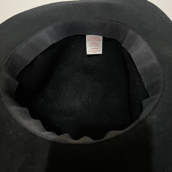 Forever 21 100% Wool Black Wide Brim Hat Floppy Womens Size S/M - Picture 7 of 8